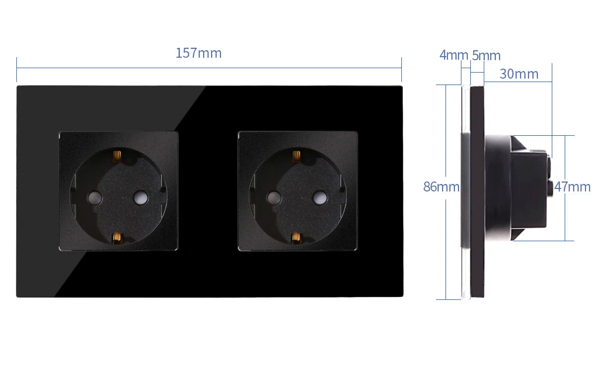 Bingoelec Black Sockets And Switches With Crystal Glass Panel Home Improvement