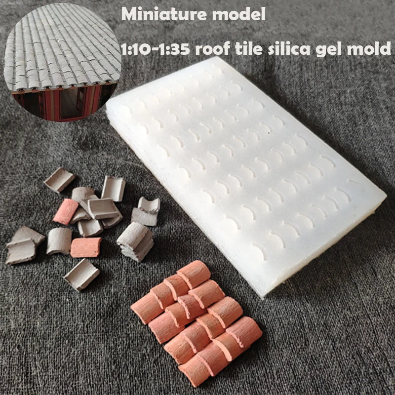 miniature Silica Gel Mould for Roof Tile Turning Mould Scenario Sand Table Diy Material House Roof mold Building Scene model