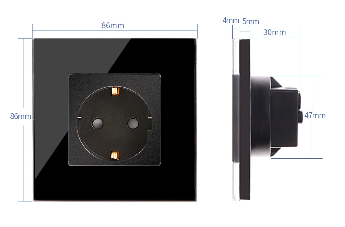 Bingoelec Black Sockets And Switches With Crystal Glass Panel Home Improvement