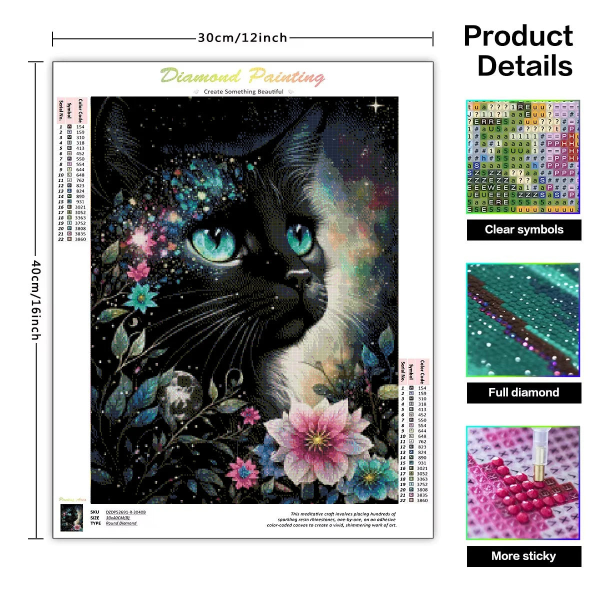 RUOPOTY DIY 5D Diamond Painting Cat Animals Full Round Square Diamond Art Handmade Home Decors Diy Gift