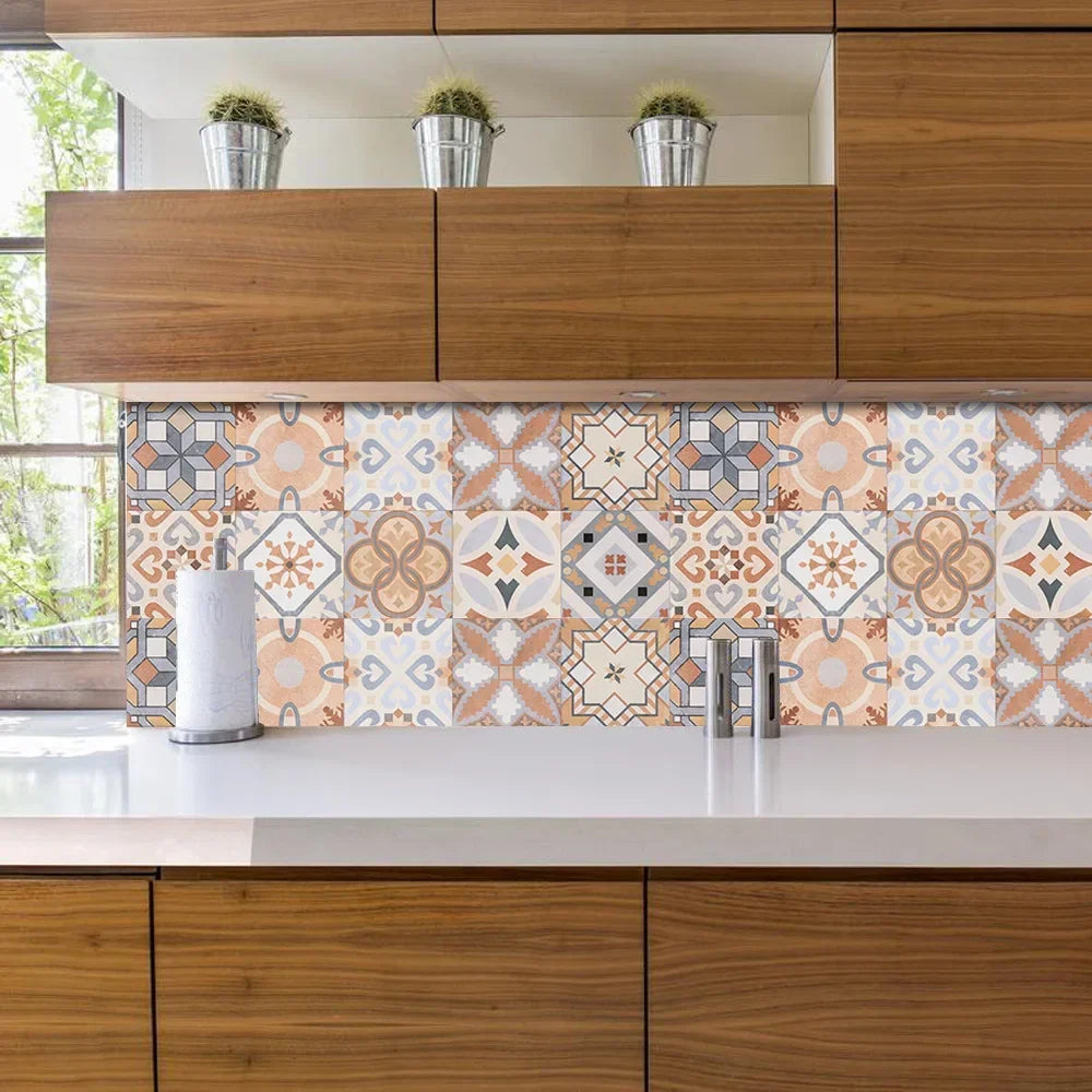 Retro finish matte Moroccan style tile for bathroom kitchen wall remodeled with wear-resistant waterproof self-adhesive paper