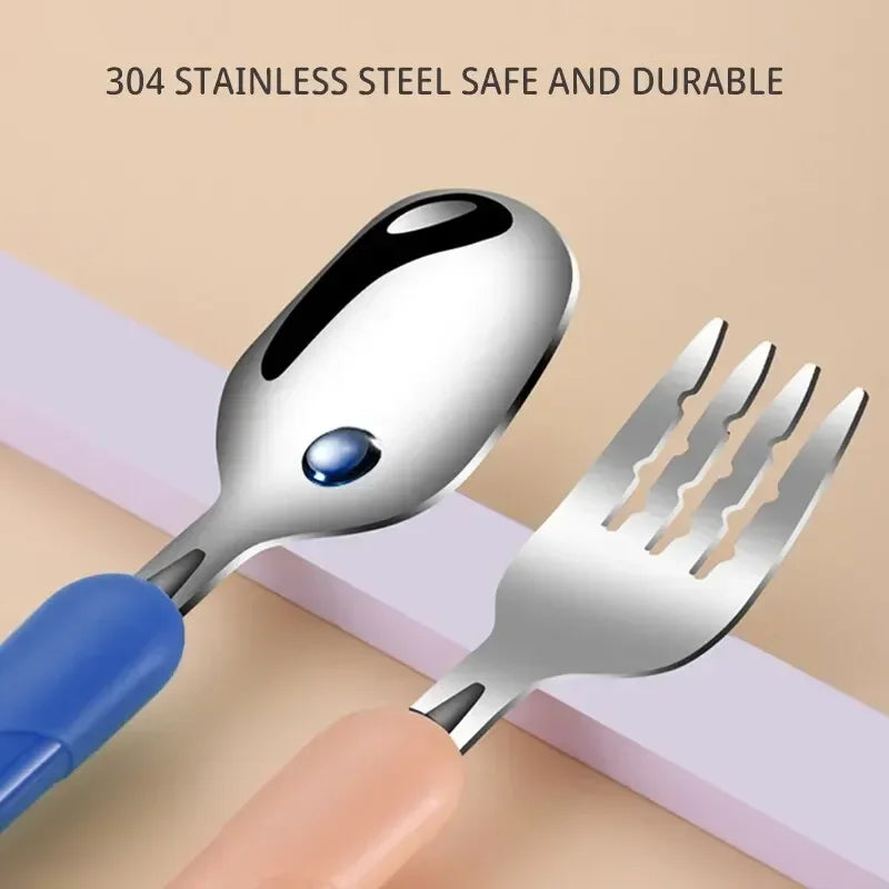 Children's Cutlery Set Stainless Steel Spoon and Fork Portable Set Baby Feeding and Complementary Food Training Utensils