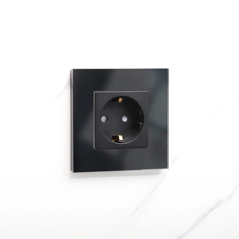 Bingoelec Black Sockets And Switches With Crystal Glass Panel Home Improvement