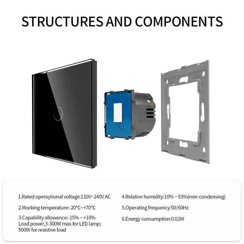 Bingoelec Black Sockets And Switches With Crystal Glass Panel Home Improvement