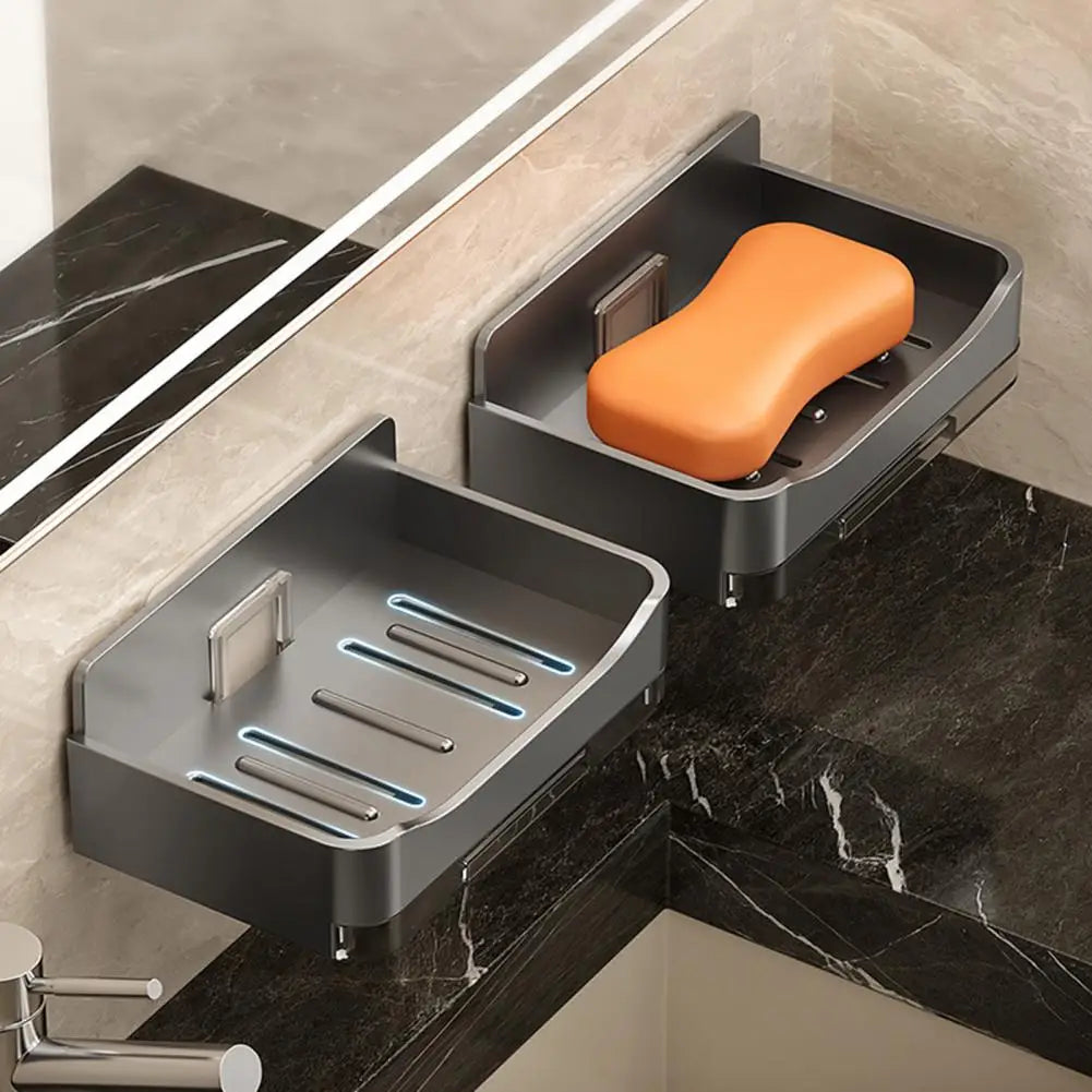 Bath Tray Set of 2 Wall Mounted Shower Soap Dishes with Strong Load-bearing Hollow Design for Simple Installation Bathroom