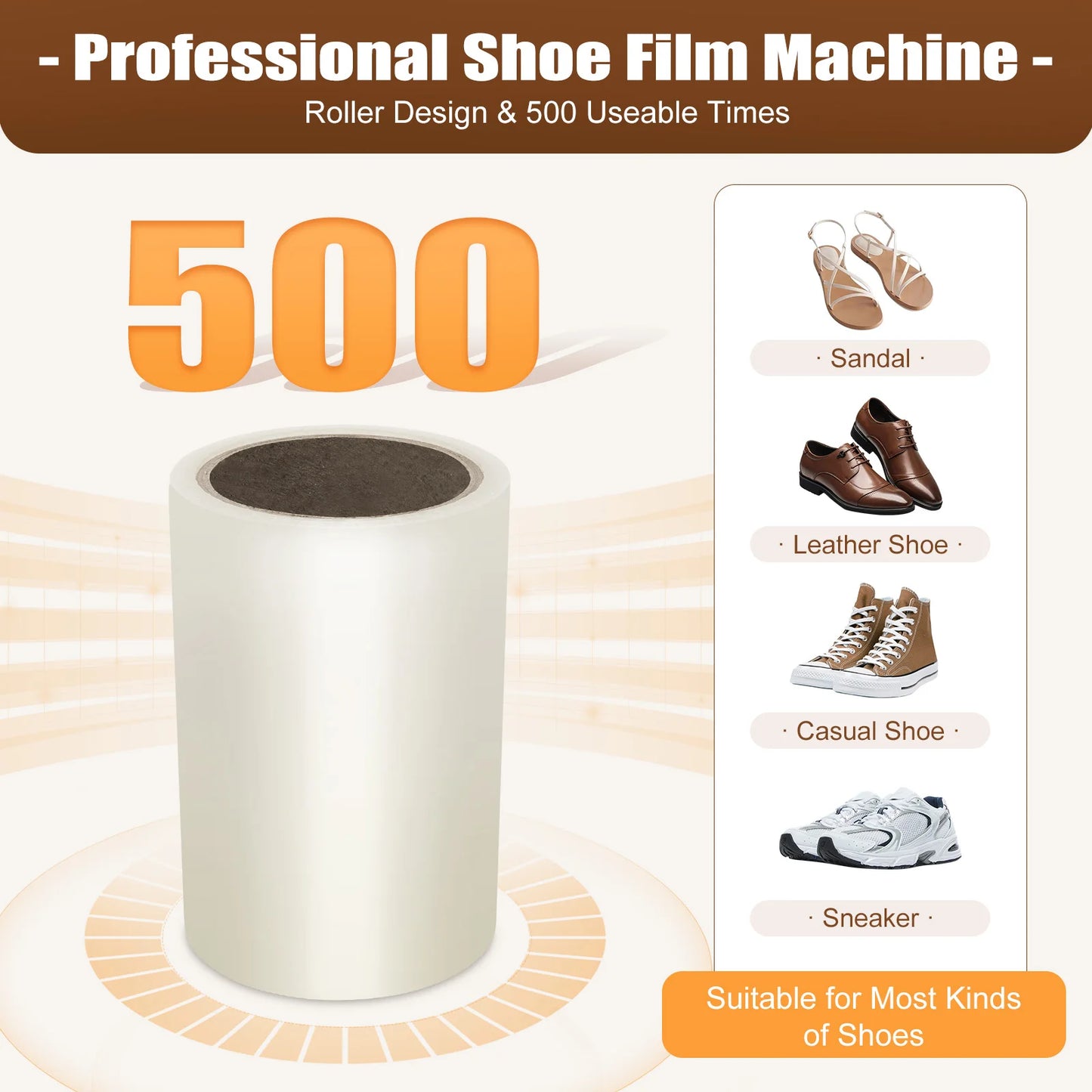 Automatic Shoe Cover Machine, Disposable Home Shoe Film Machine with 500 Shoe Films