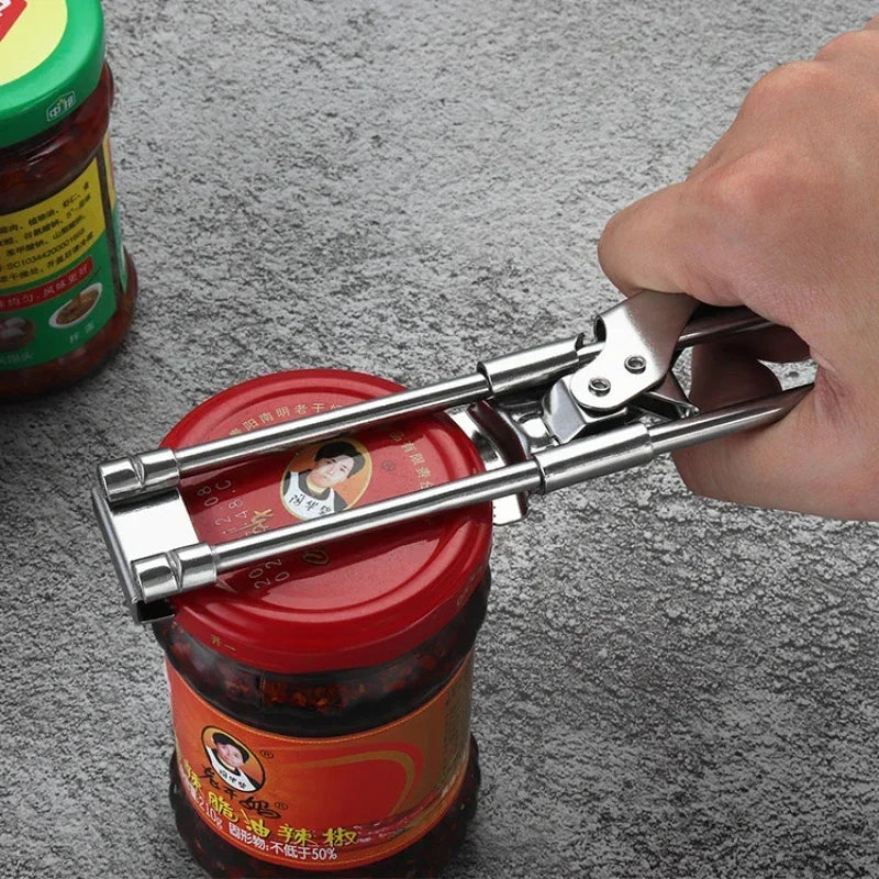 Can Opener Adjustable Stainless Steel Non-Slip Opener Multifunction Manual Jar Bottle Opening Aid Gadget Kitchen Accessories