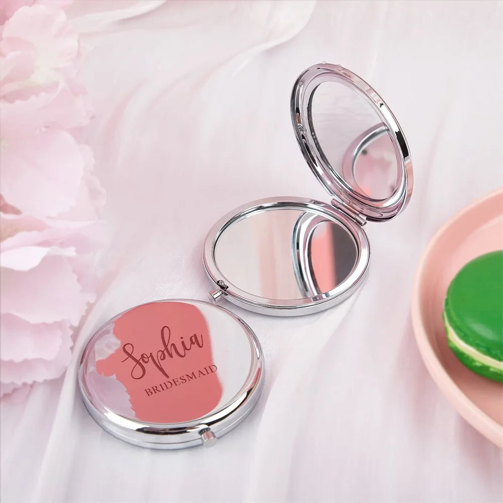 Bridesmaid Mirror, Pocket Mirror, Custom Compact Mirror, Engraved Makeup Mirror, Bridal Party Gift Ideas, Personalised Wedding G