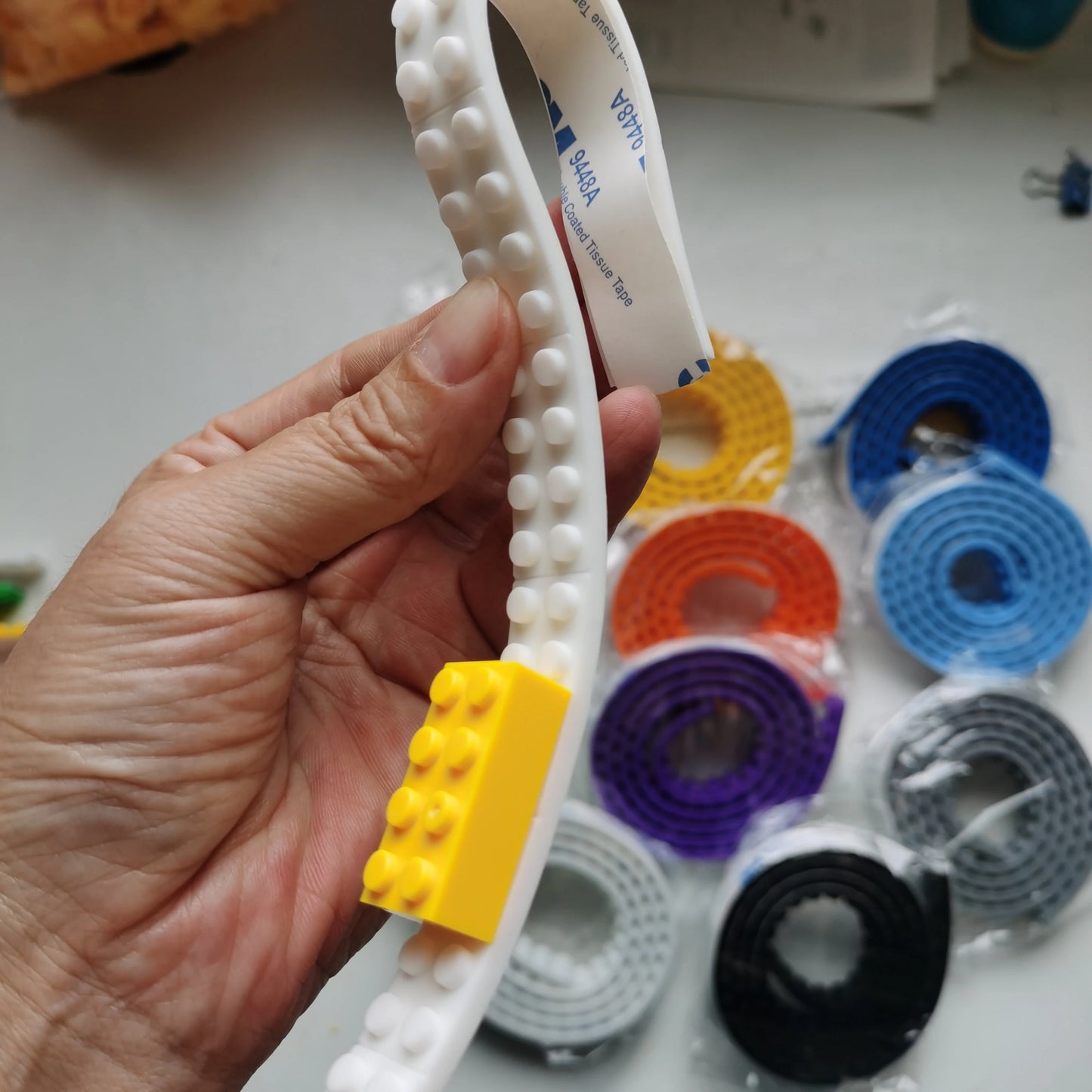 Climbing Wall Block Tape Promotion Compatible For LEGO 92cm 2*115 dots silicone can Cut Paste Wash Children's DIY Creative Toys