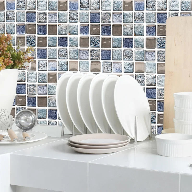 6PCS 3D Tile Stickers Waterproof Self-Adhesive Wall Decals Kitchen Bathroom Remodeling Insulated Wall Panels