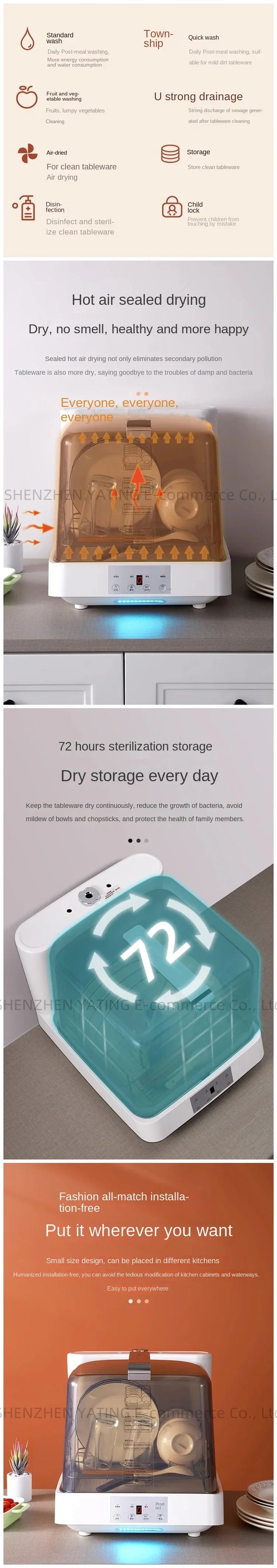 Dishwasher Household Small Automatic High Temperature Dishwashing Drying Disinfection Countertop Mobile Installation Table
