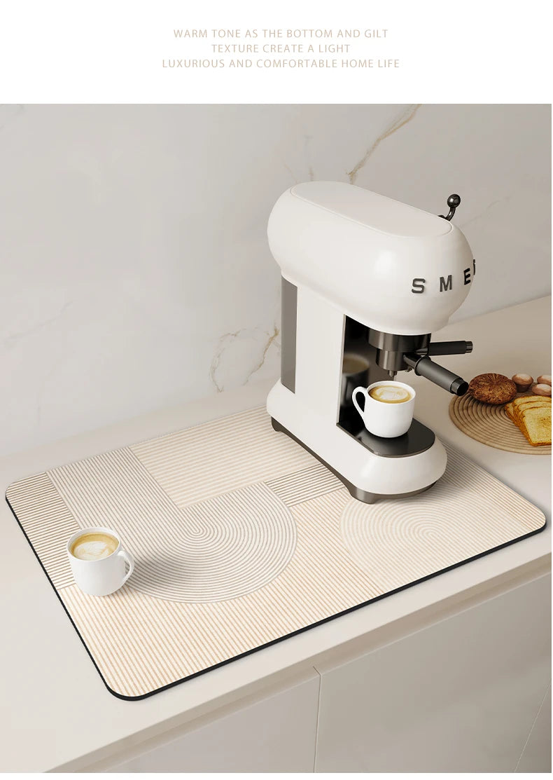 Coffee Machine Pad Rubber Dish Drying Mat Non-slip Kitchen Super Absorbent Mats Guard Countertop Protector Kitchen Accessories