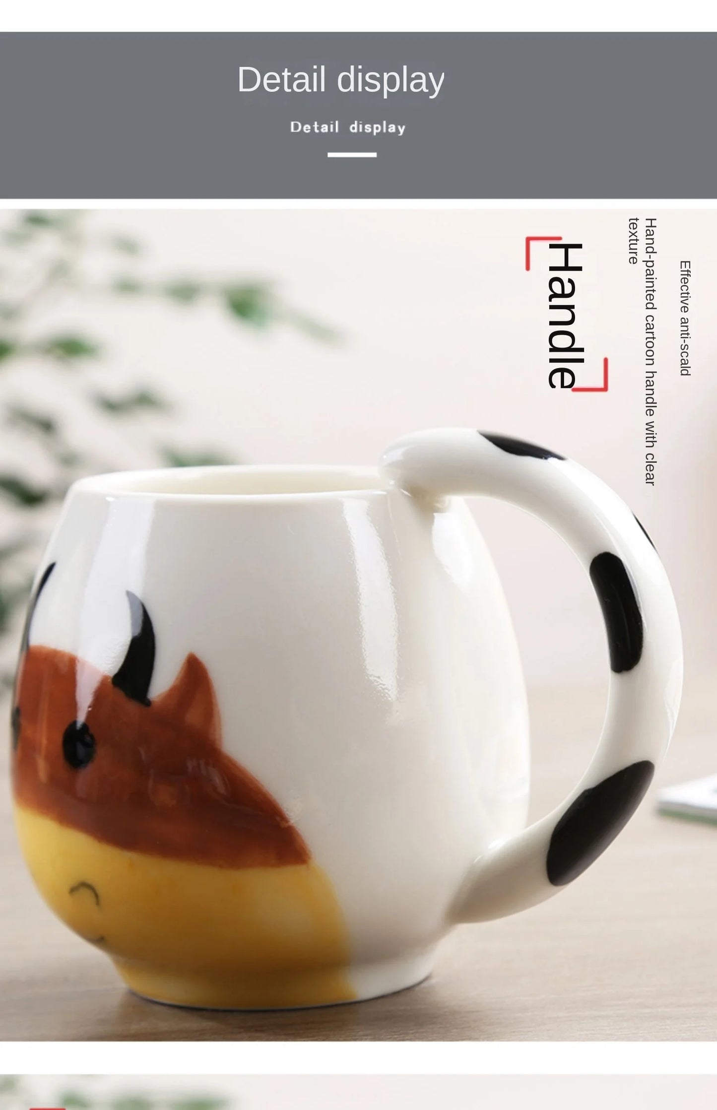 Cartoon Coffee Mug Hand-painted Lovely Panda Frog Cat Fox Pig Ceramic Cup Couples Children's Drinking Teacup Include Teaspoon