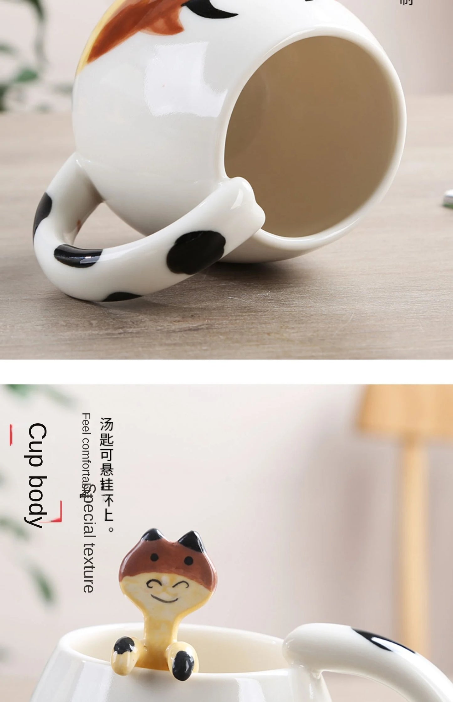 Cartoon Coffee Mug Hand-painted Lovely Panda Frog Cat Fox Pig Ceramic Cup Couples Children's Drinking Teacup Include Teaspoon