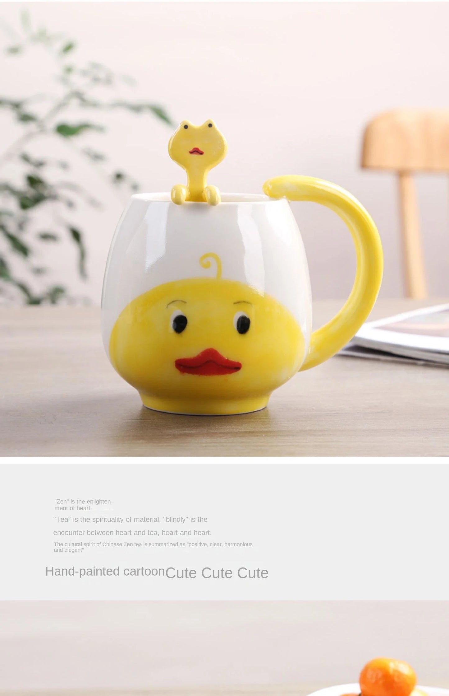 Cartoon Coffee Mug Hand-painted Lovely Panda Frog Cat Fox Pig Ceramic Cup Couples Children's Drinking Teacup Include Teaspoon