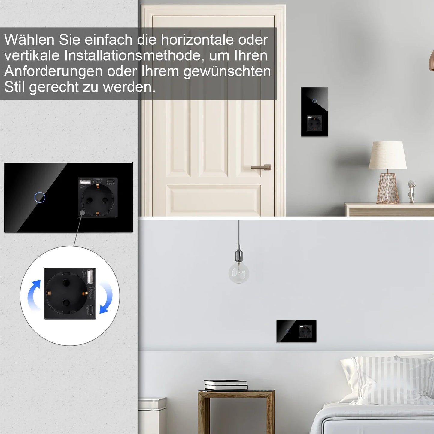 Bingoelec Black Sockets And Switches With Crystal Glass Panel Home Improvement