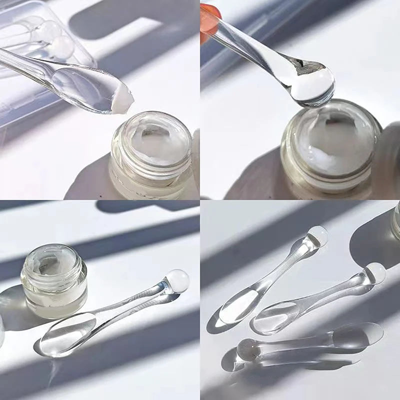 5Pcs Eye Cream Applicator Spoon Roller Transparent Massage Stick Cosmetic Spatulas Wrinkle Facial Mask Skin Care Plastic Spoon