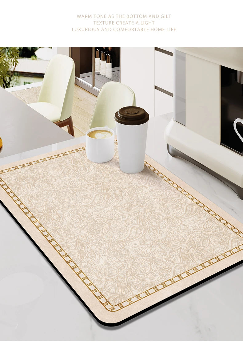 Coffee Machine Pad Rubber Dish Drying Mat Non-slip Kitchen Super Absorbent Mats Guard Countertop Protector Kitchen Accessories
