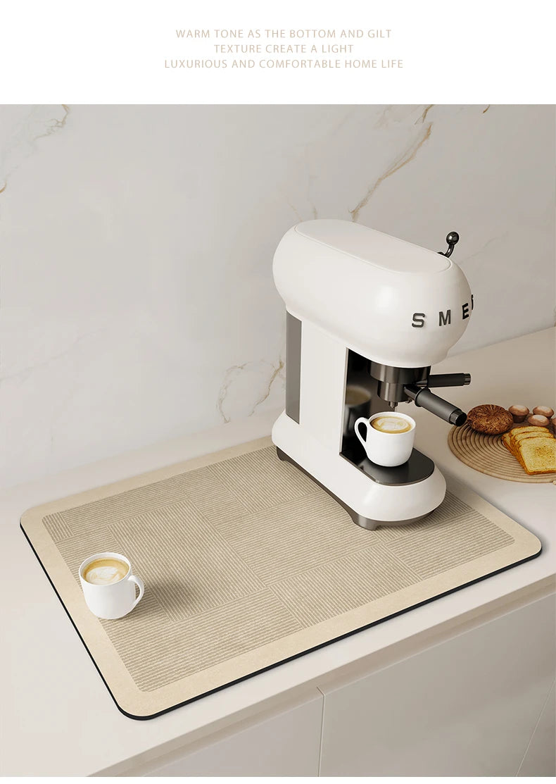 Coffee Machine Pad Rubber Dish Drying Mat Non-slip Kitchen Super Absorbent Mats Guard Countertop Protector Kitchen Accessories