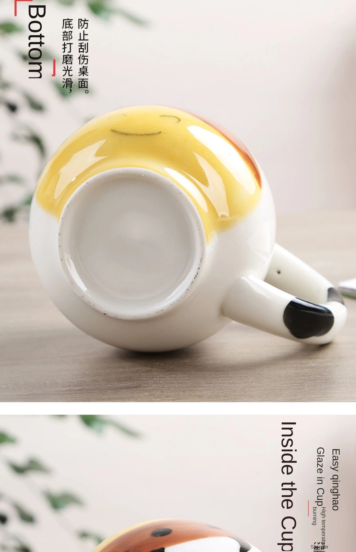 Cartoon Coffee Mug Hand-painted Lovely Panda Frog Cat Fox Pig Ceramic Cup Couples Children's Drinking Teacup Include Teaspoon
