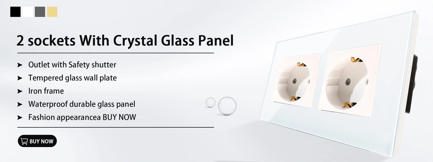 Bingoelec Black Sockets And Switches With Crystal Glass Panel Home Improvement