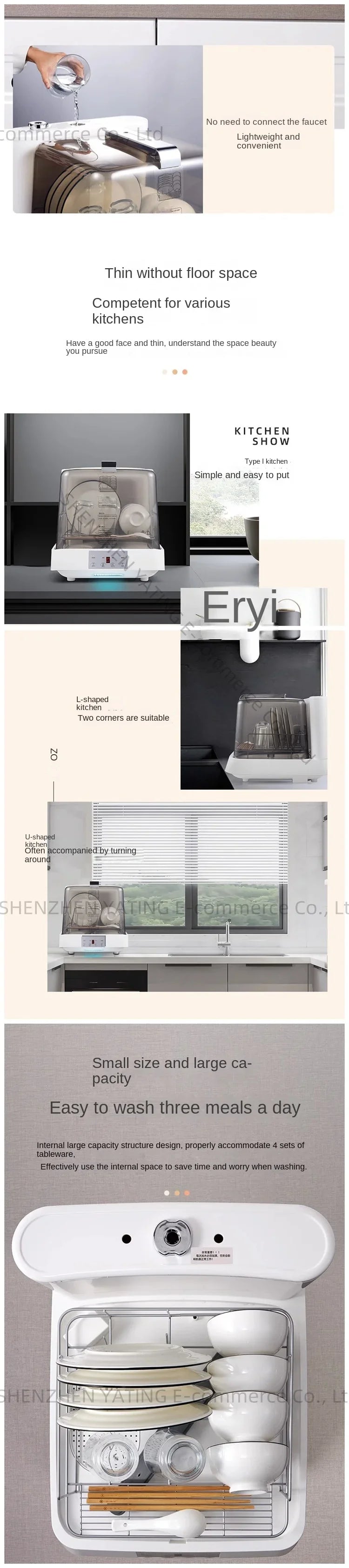 Dishwasher Household Small Automatic High Temperature Dishwashing Drying Disinfection Countertop Mobile Installation Table