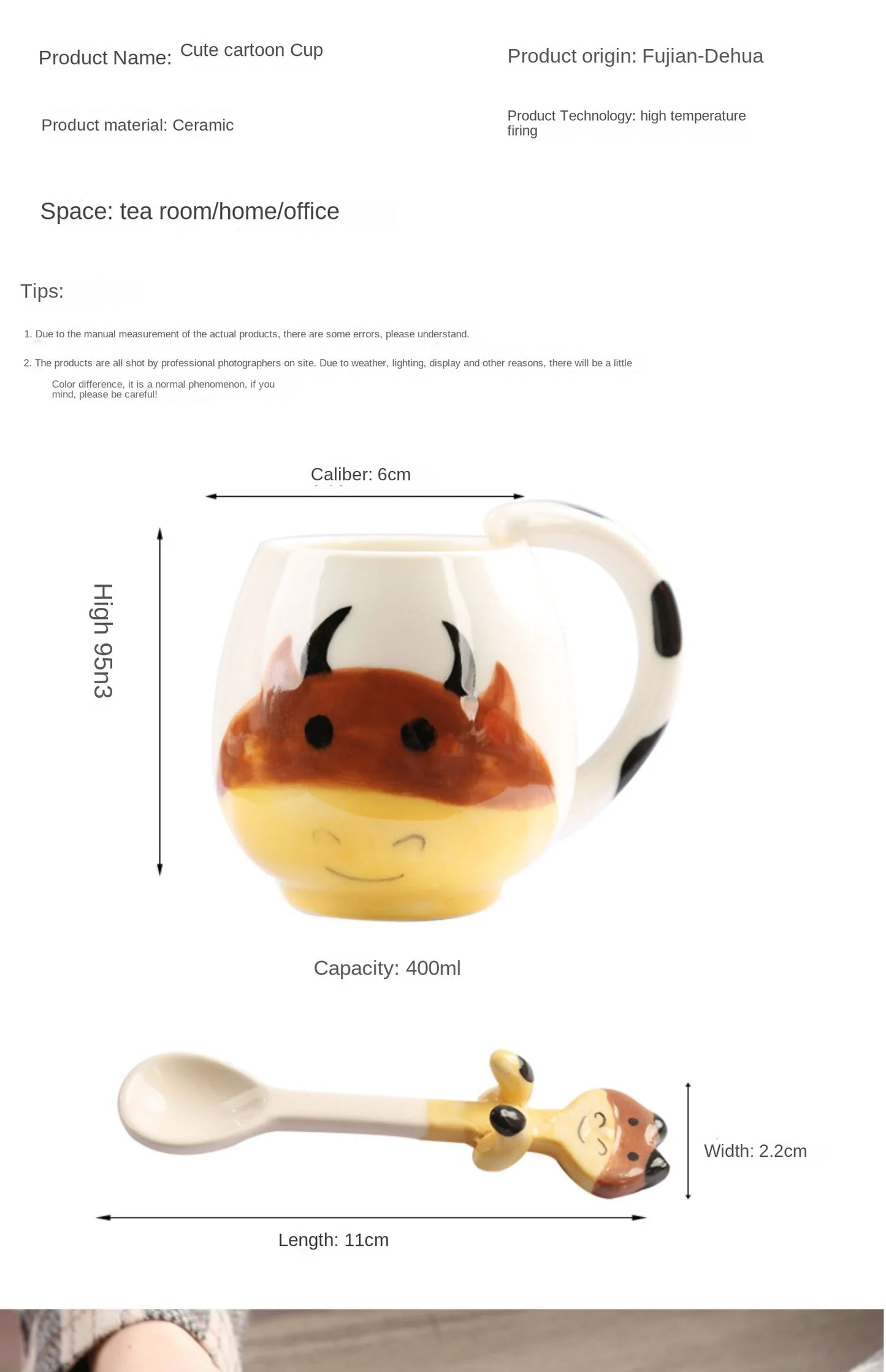 Cartoon Coffee Mug Hand-painted Lovely Panda Frog Cat Fox Pig Ceramic Cup Couples Children's Drinking Teacup Include Teaspoon