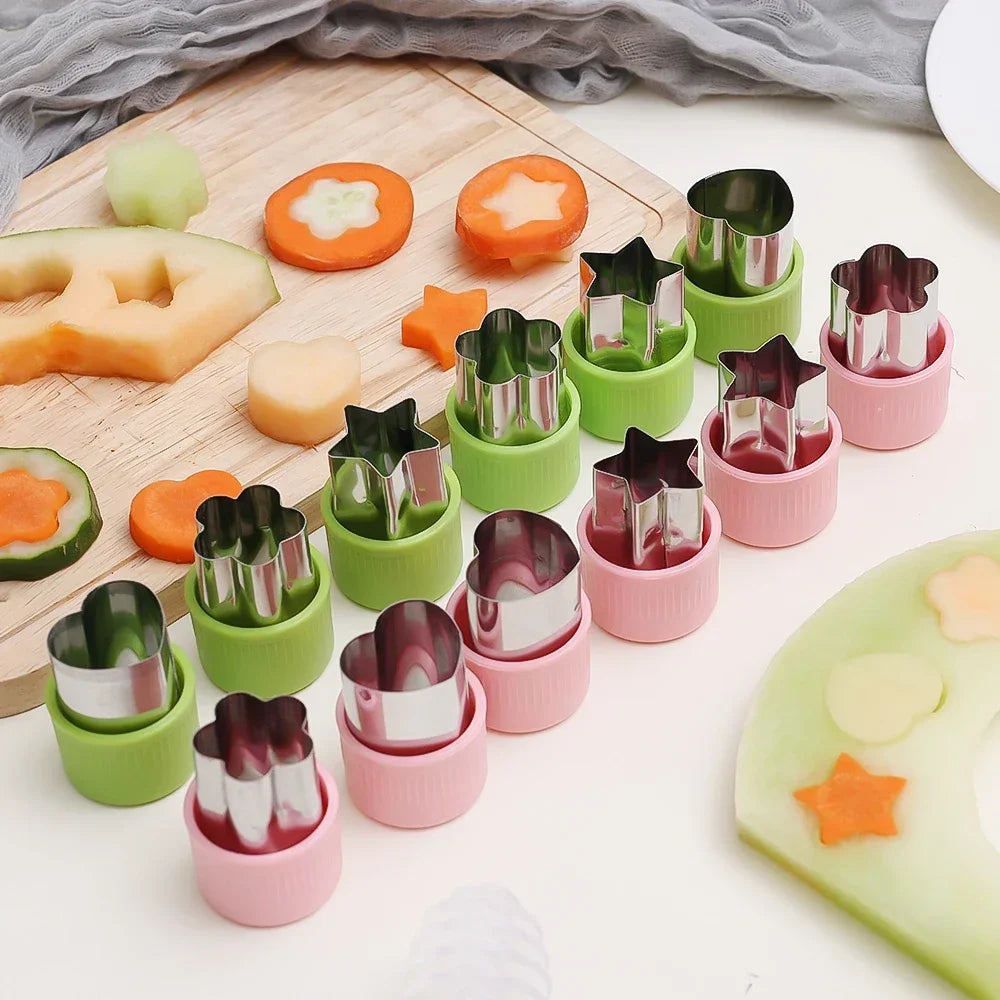 6/3PCS Vegetables Fruit Embossing Cutting Mold New Star Heart Flower Shape Stainless Steel Cutter Plastic Handle Kitchen Gadgets