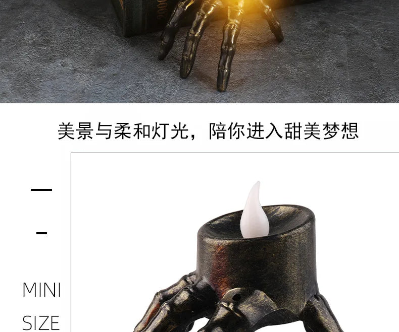 Halloween Break The Arm Skull LED Candle Lantern for Home Party Skeleton Decoration Atmosphere Setting Props Night Light