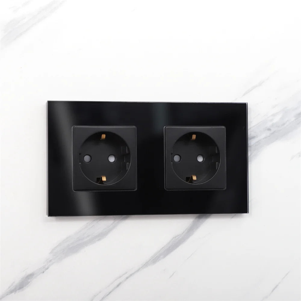 Bingoelec Black Sockets And Switches With Crystal Glass Panel Home Improvement