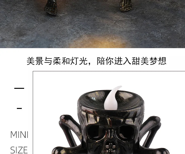 Halloween Break The Arm Skull LED Candle Lantern for Home Party Skeleton Decoration Atmosphere Setting Props Night Light