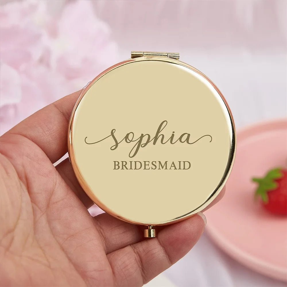 Bridesmaid Mirror, Pocket Mirror, Custom Compact Mirror, Engraved Makeup Mirror, Bridal Party Gift Ideas, Personalised Wedding G