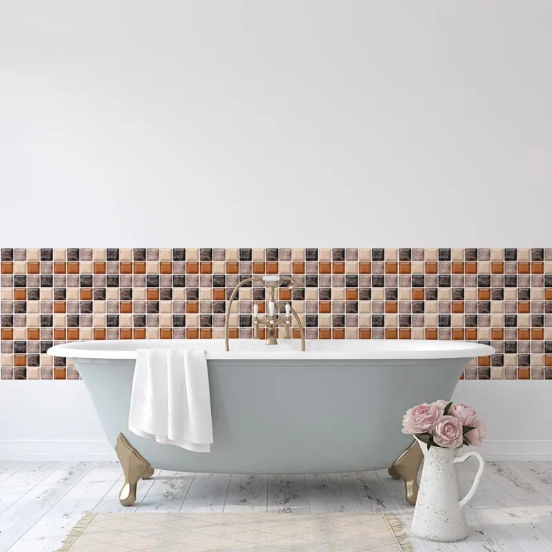 6PCS 3D Tile Stickers Waterproof Self-Adhesive Wall Decals Kitchen Bathroom Remodeling Insulated Wall Panels