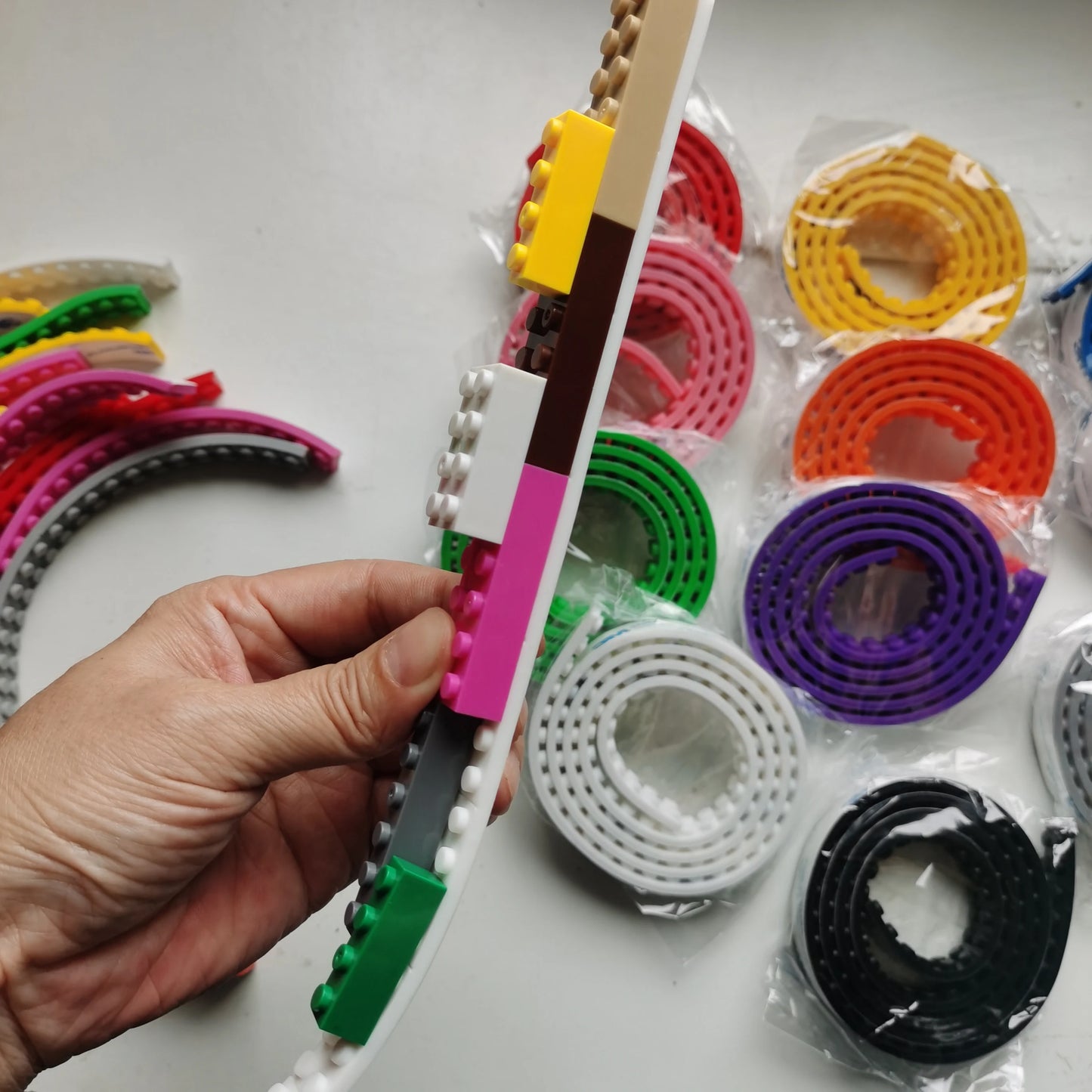 Climbing Wall Block Tape Promotion Compatible For LEGO 92cm 2*115 dots silicone can Cut Paste Wash Children's DIY Creative Toys