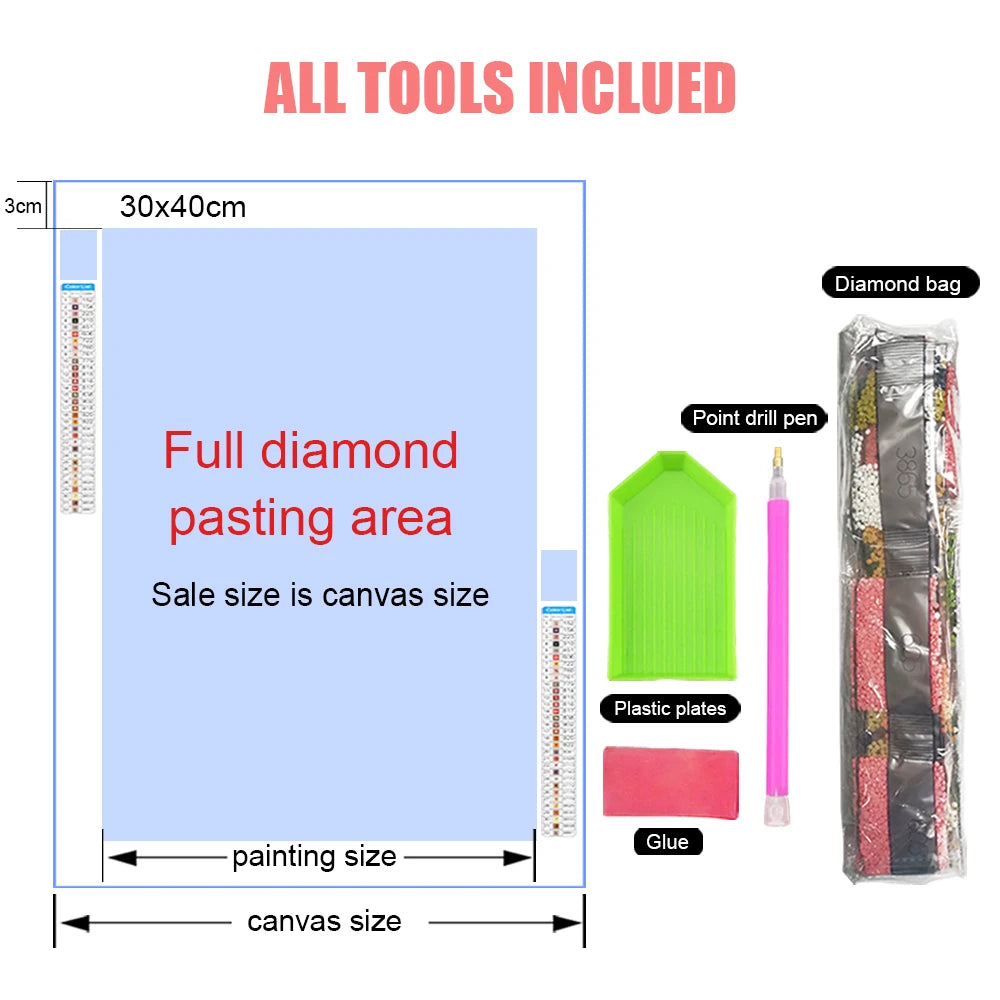 5D Diy Diamond Painting Street View Full Round Diamond Embroidery Landscape Mosaic Rhinestone Picture Home Decoration