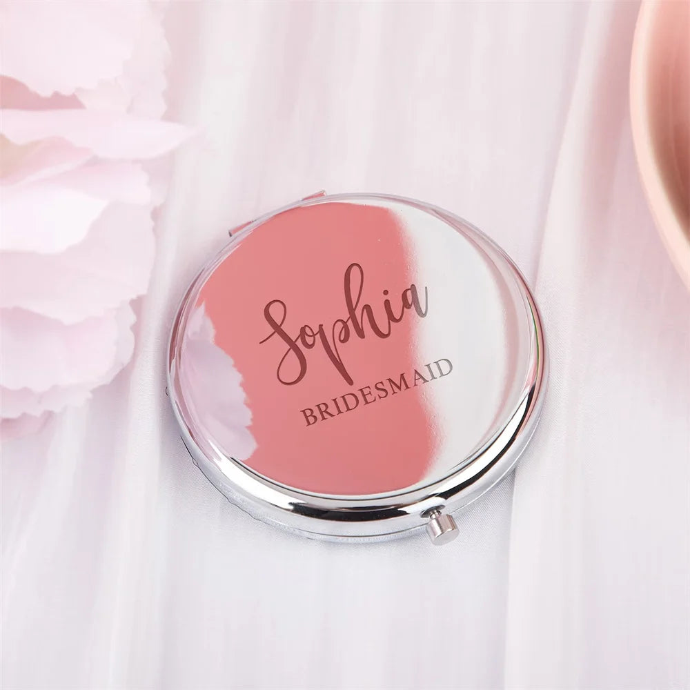 Bridesmaid Mirror, Pocket Mirror, Custom Compact Mirror, Engraved Makeup Mirror, Bridal Party Gift Ideas, Personalised Wedding G