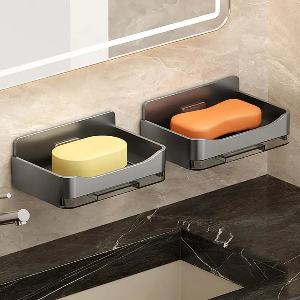Bath Tray Set of 2 Wall Mounted Shower Soap Dishes with Strong Load-bearing Hollow Design for Simple Installation Bathroom