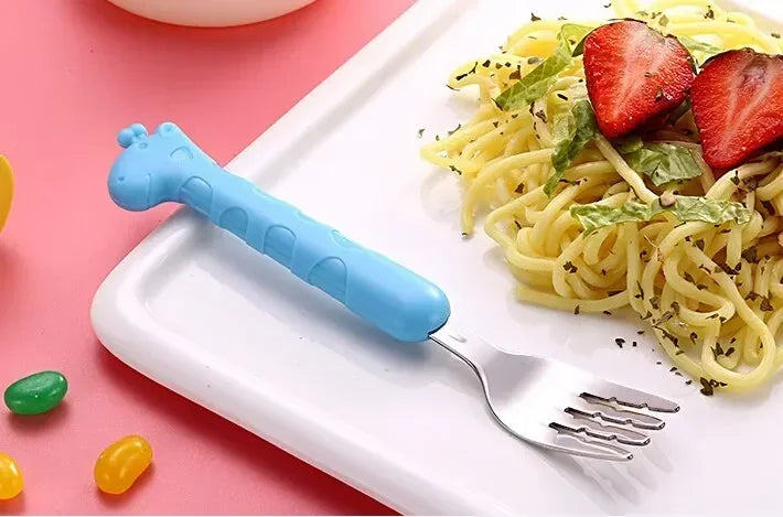 Children's Cutlery Set Stainless Steel Spoon and Fork Portable Set Baby Feeding and Complementary Food Training Utensils