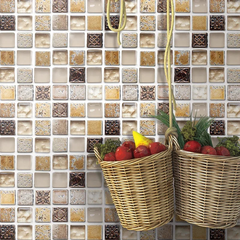 6PCS 3D Tile Stickers Waterproof Self-Adhesive Wall Decals Kitchen Bathroom Remodeling Insulated Wall Panels