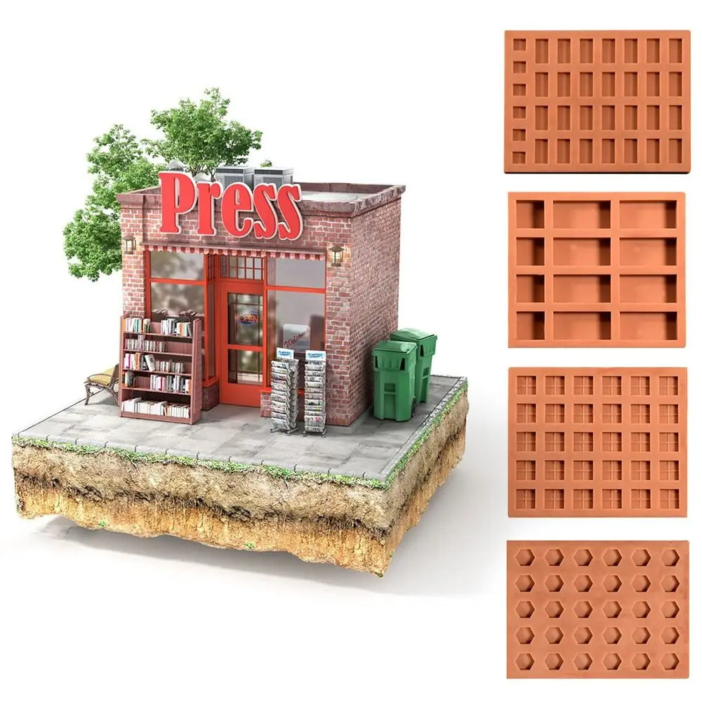 Mini Brick Silicone Mold Red Building Making Miniature Brick Mold Scene Model DIY Accessories