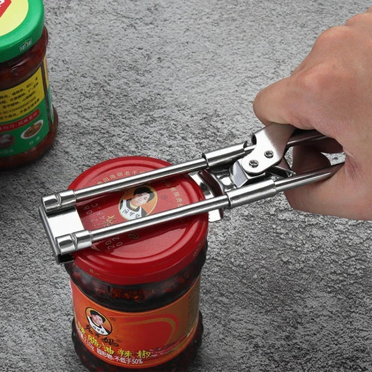 Can Opener Adjustable Stainless Steel Non-Slip Opener Multifunction Manual Jar Bottle Opening Aid Gadget Kitchen Accessories
