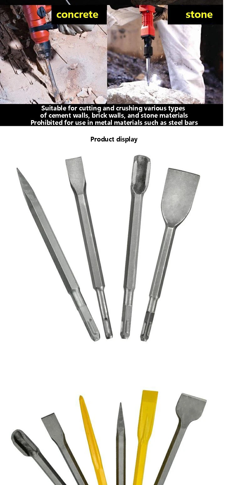 SDS PLUS Shank Point Flat Wide Flat Electric Hammer Chisel Bit for Wall Concrete Impact Drill Elbow Widening Drill Bit