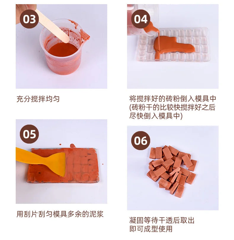 Mini Brick Powder Cement Construction Brick Miniature Building Block Clay Tile Mud Powder for Model Making Architecture Material