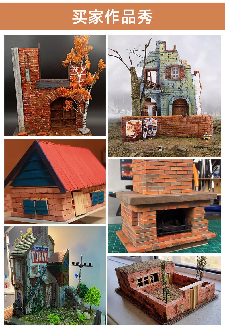 Mini Brick Powder Cement Construction Brick Miniature Building Block Clay Tile Mud Powder for Model Making Architecture Material