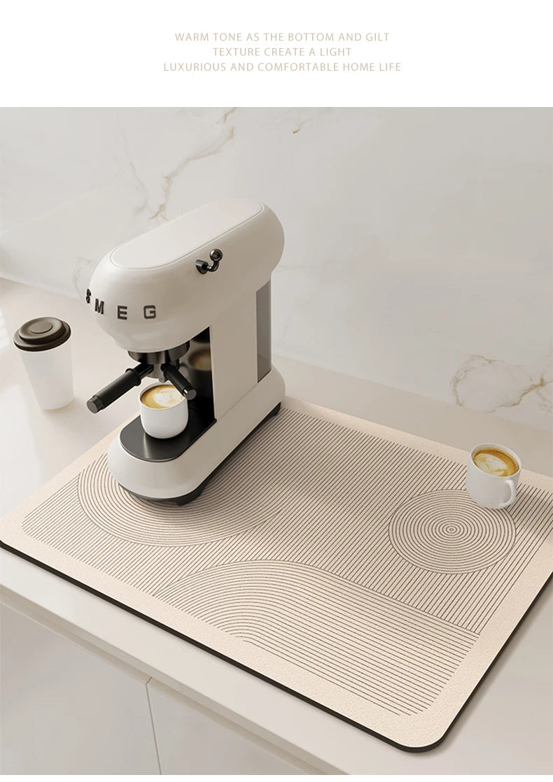 Coffee Machine Pad Rubber Dish Drying Mat Non-slip Kitchen Super Absorbent Mats Guard Countertop Protector Kitchen Accessories