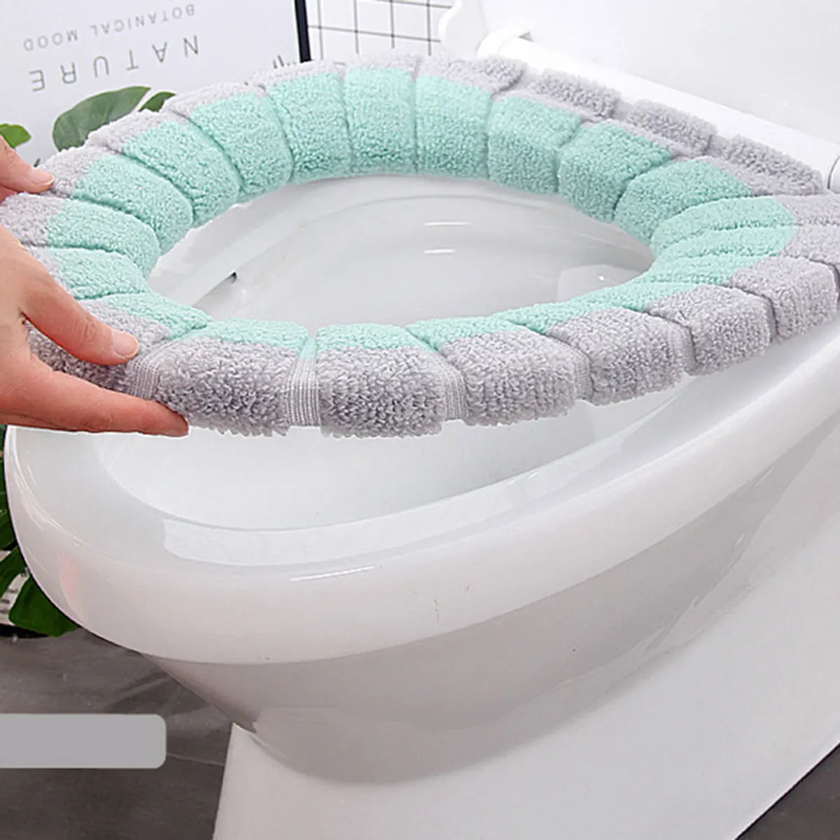 Winter Warm Toilet Seat Cover Closestool Mat 1Pcs Washable Bathroom Accessories Knitting Pure Color Soft O-shape Pad Toilet Seat