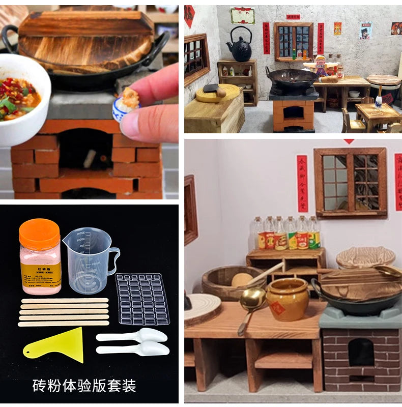 Mini Brick Powder Cement Construction Brick Miniature Building Block Clay Tile Mud Powder for Model Making Architecture Material