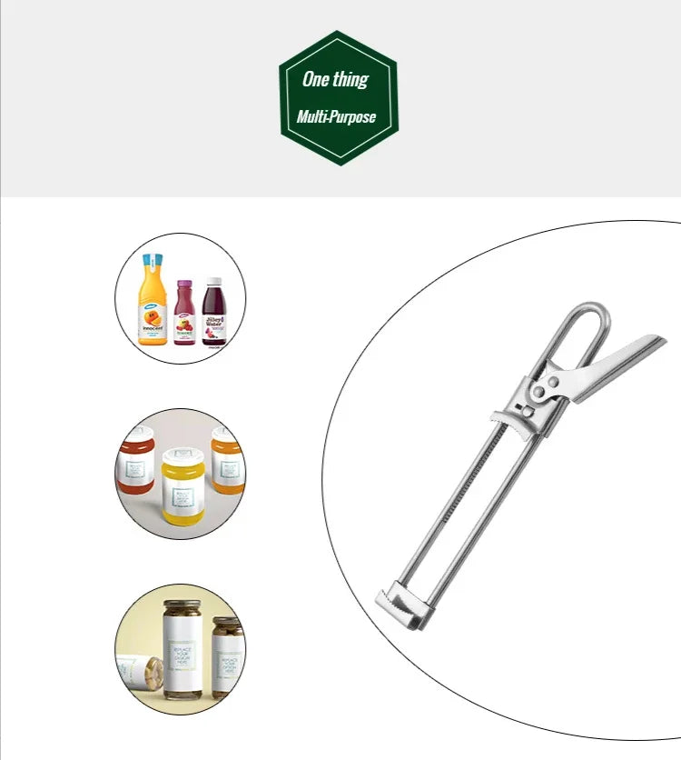 Can Opener Adjustable Stainless Steel Non-Slip Opener Multifunction Manual Jar Bottle Opening Aid Gadget Kitchen Accessories