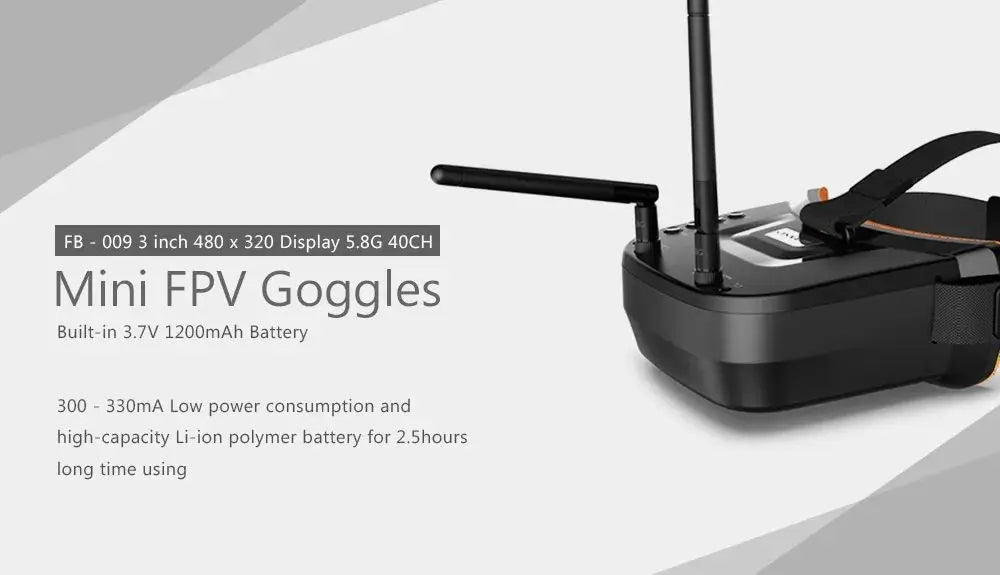 FPV VR Goggles 3 inch 480*320 FPV Display 5.8G 40CH Auto-Search Build-in 3.7V 1200mAh Battery For FPV Quadcopter Drone