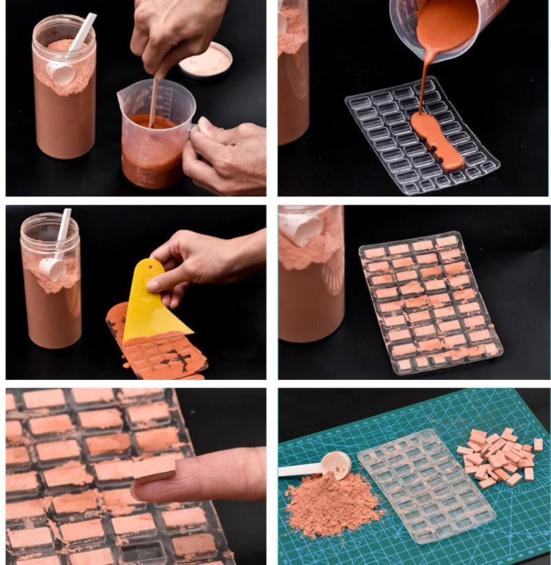 Mini Brick Powder Cement Construction Brick Miniature Building Block Clay Tile Mud Powder for Model Making Architecture Material